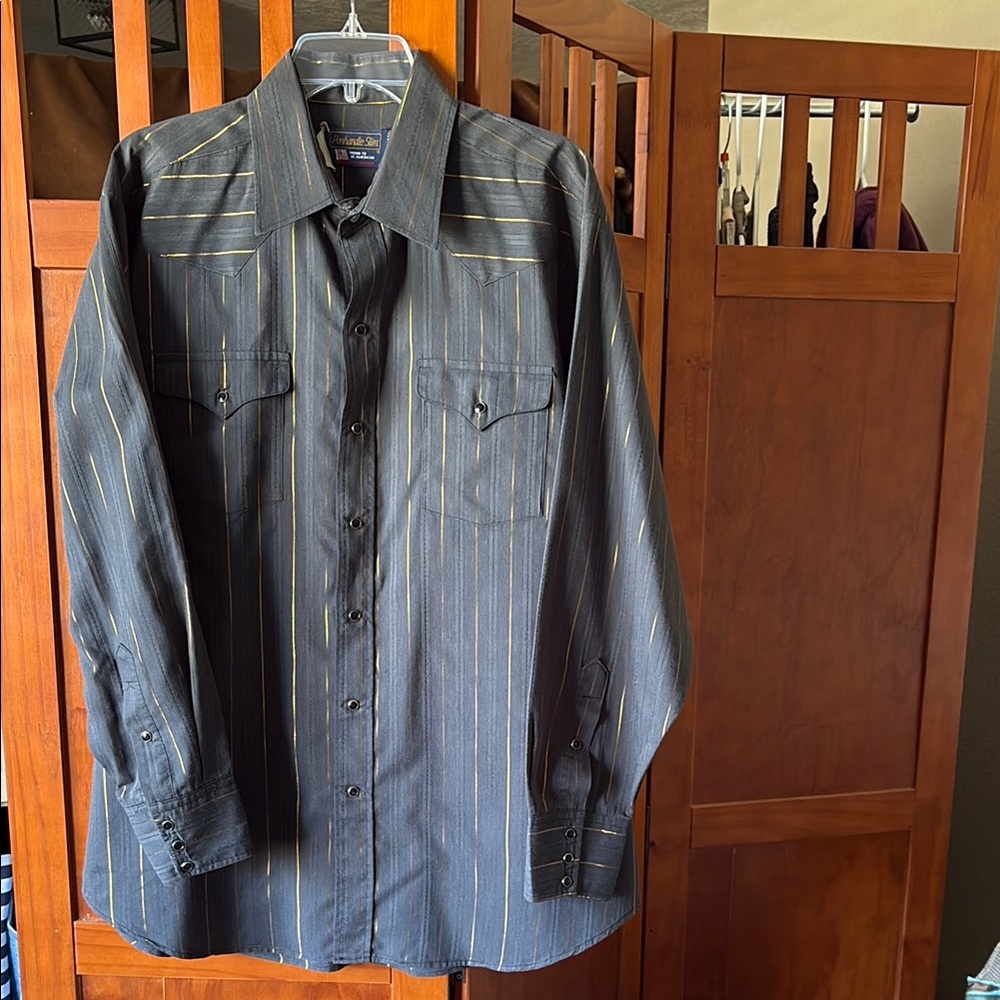 Panhandle Slim Black and Gold Dress Shirt